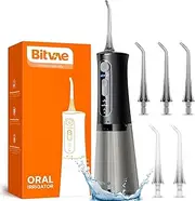Bitvae Professional Water Dental Flosser for Teeth Cordless, Rechargeable Water Dental Picks with 3 Modes & 5 Intensities, 40-Day Battery Life, IPX7 Waterproof, Portable for Travel, Black
