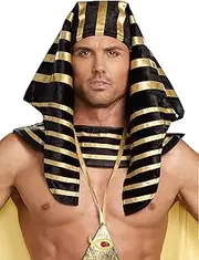 Dreamgirl Adult Pharaoh Headpiece, Egyptian Halloween Costume Accessory for Men, Black, One Size