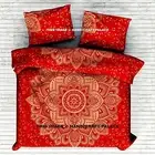 Hippie Indian Duvet Doona Cover Comforter Red Gold Ombre Mandala Bohemian Set