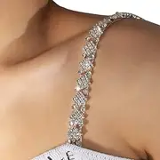 [Riymusry] Luxury Rhinestone Bra Shoulder Straps Crystal Shoulder Strap Chain Rhinestone Underwear Chain Bridal Wedding Dress Bra Shoulder Chain for Women Body Jewelry