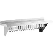 12" x 36" Stainless Steel Wall Pot Pan Rack Shelf 18 Hook Commercial Kitchen NSF