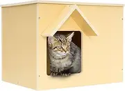 Objoy Outdoor Cat Houses Feral Cat Shelter Wooden Stray Cat Condo Outside Sturdy Waterproof and Insulated with Escape Door