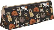 SKKNT Dog Corgi Print Cosmetics Case Large Capacity Triangle Design Zippered Pen Holder for Writing Tools