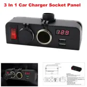 3In1 Waterproof Car USB Charger Voltmeter Cigarette Lighter 12V Multi-functional (for: Smart)