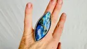 Faceted Labradorite Botanicals Cocktail Ring. Handmade, Sterling. Size 6. 4163