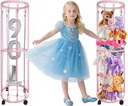 Stuffed Animal Zoo Storage with 4 Wheels, 90L Soft Toy Organizer Cage, Movable Toy Storage Cart for Stuffed Animals Plushies Dolls Balls, Stuffed Animal Holder for Kids Bedroom Playroom(2-Tier)