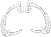 [COLLBATH] Retro Ear Hook Pearl Earrings Hoop Earring Pearl Ear Cuff for Women Girls Teens Daughter