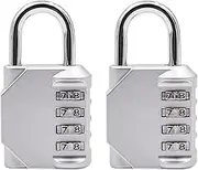NUZAMAS Pack of 2 Heavy Duty Combiniation Padlock - 4 Wheels Combination Padlock - Alloy Steel for Corrosion Resistance - Weatherproof Keyless-Lock for Home, School & Garage Locker-Silver