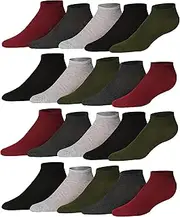 [JAMES FIALLO] Men's 20 Pairs Classy Extra Lightweight Colorful Patterned Low Cut/No Show Socks