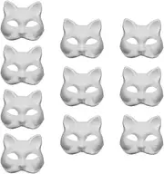 Toyvian 10pcs Cat Mask Masks DIY White Cat Masks Blank Fox Masks Unpainted Blank Animal Half Facemasks for Masquerade Party Cosplay Dress Up Costume Prop