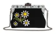 NWT $2,700 DOLCE & GABBANA Bag Purse VANDA Black Brocade Floral Crystal Clutch