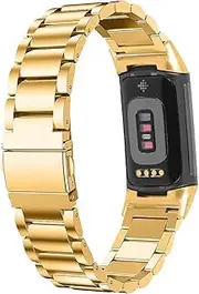 WIGERLON Compatible with Fitbit Charge 4/Charge 3/Charge 3 SE band ,Stainless Steel Metal Stainless Steel bands for Replacement Bands Compatible with Fitbit Charge 3 Fitness Tracker