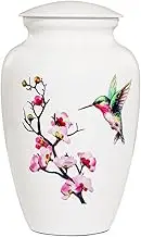 Hummingbird Cremation Urn for Adult Ashes, White Funeral Urn, Large Decorative Urn with Velvet Bag, up to 200 Lbs Capacity, Urns for Human Ashes Adult Female, Urns for Ashes Adult Male