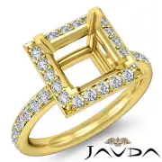 Diamond Engagement Princess Semi Mount Halo Proposed Ring 18k Yellow Gold0.55Ctw