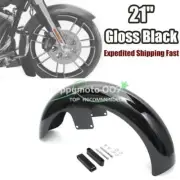 21'' Gloss Black Wheel Wrap Front Fender For Harley Touring Street Glide Baggers