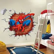 19.7"W x 17.7"H Medium Size 3D Spiberman Wall Decals Peel and Stick Wall Stickers DIY Removable Room Decor for Bedroom Nursery Playroom Decoration