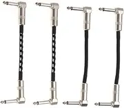 GLSTOY 4Pcs Guitar Patch Cable Silver Plated Right Angle Instrument Cord for Electric Guitar Bass and Keyboard High Fidelity Sound Quality Durable and Flexible Design