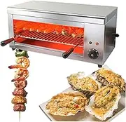 Electric Broiler Oven,2000W Stainless Steel Wall-Mountable Cheese Melter with Removable Oil Tray,50–300°C Commercial Dual Indicator Lights Barbecue Rotisserie Oven Griddle,for Fish,Beef,Chicken,Steak