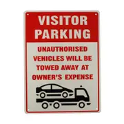 3x Warning Notice Visitor Parking Sign unauthorised Towed Away 200x300mm Metal