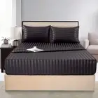 Satin-Silk Sheets California King Size Bed Set, Black Soft Cooling Deep Pocke...