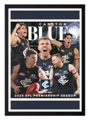 Framed 2024 Carlton Blues AFL Poster - 62cm x 44.5cm x 3cm