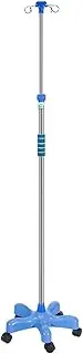 Floor Standing IV Pole w/Wheels & 4 Hook Stainless Steel Drip Stand w/Sponge Grip Portable Infusion Stand Adjustable Height for Clinic Hospital Home
