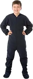 [BIG FEET PAJAMA CO.] Big Feet Pjs Boys & Girls Junior Navy Fleece Kids Footed Pajamas Onesie Sleeper