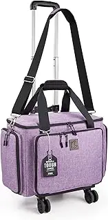 [BatlFrist] Rolling Sewing Machine Bag with Universal wheels,Sewing Machine Carrying Case with YKK zipers, Compatible most Standard Brother, Singer, Bernina, Sewing Machines (Lilac)