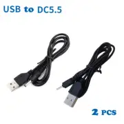 2PCS USB To DC 5.5mm x 2.1mm Plug DC Power Supply Socket Cable Cord For Lamp Toy
