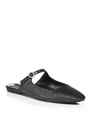 Aqua Womens Gigii Closed Toe Slip On Flat Mules Black MSRP $88