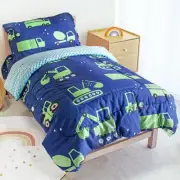 Toddler Bedding Set, 4 Pieces Construction Site Cartoon Style for Summer and ...