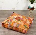 35" Square Patchwork Large Indian Floor Cushion Decorative Ethnic Pillow Ottoman