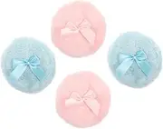 WRITWAA 4 Pcs Velour Bow Body Powder for Boys and Girls Infants Adults Talcum Powder Puff Applicator for Face Blush Foundation Makeup
