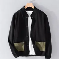 在飛比找ETMall東森購物網優惠-【巴黎精品】棉麻外套休閒夾克-工裝針織寬鬆棒球領男外套a1b