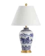 JONATHAN Y Zhou Ceramic Iron Traditional Cottage Led Table Lamp