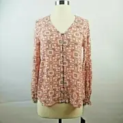 NWT MOSSIMO Womens Blouse Top Pastel Pink Long Sleeve Button Front Size XS
