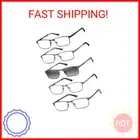 EYECEDAR 5-Pack Reading Glasses for Men Metal Rectangular Readers Eyeglasses Spr