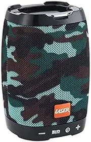 [Laser] Mini Wireless Bluetooth Speaker with Built-in Phone Holder, USB, SD Card Slot, AUX, FM Radio, Bluetooth 5.0, and Rechargeable Battery - Camo