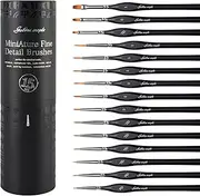 Golden Maple Miniature Paint Brushes, 15PC Model Brushes Micro Detail Paint Brush Set, Fine Detailing for Acrylics, Oils, Watercolors & Paint by Number, Figurine (Black)