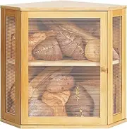 [Ollieroo] Bread Box,Bamboo Bread Container,Double Layer Large Capacity Storage Bins,Kitchen Countertop Bread Box,Bread Saver with Acrylic Wavy Door Panel,Bamboo,Extra Large