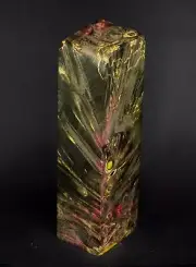 MAPLE BURL ROOT IN ROSE & BLACK PATTERNS & ALBINO DOTS 146*43*37 mm