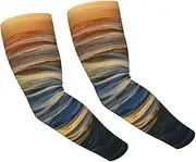 [FHEDVBN] Dawn Ocean Waves Arm Sleeves Compression Arm Covers for Men Women Outdoor Sun Sleeves Cooling Sports Sleeve, Black