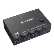 HDMI DisplayPort DP USB KVM Switch 2X2 4K 60Hz Mixed Input Dual Monitor Computer