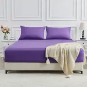 LINENOVA 2000TC Bamboo Blend Fitted Sheet Pillowcases Set Cooling Soft For All Year Comfort - Purple