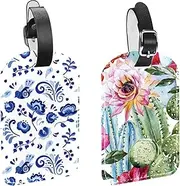 [WOSHJIUK] Luggage Tags,2 Pack Labels Suitcase Tags,Flowers Desert Cactus,Luggage Tags Privacy Protection Travel Bag Tag