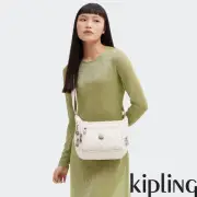 【KIPLING官方旗艦館】『牛角包』米杏豹紋印花多袋實用側背包-GABBIE S