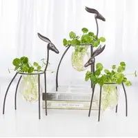 在飛比找蝦皮購物優惠-歐式 創意 鐵藝鹿 水培花器 玻璃容器 客廳玄關 花藝擺件 
