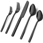 Black Silverware Set, 20-Piece Flatware Set for 4, 18/10 Stainless Steel Cutl...