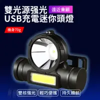 在飛比找momo購物網優惠-【ALucky 愛樂奇】雙光源強光USB充電迷你頭燈(迷你頭