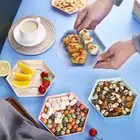 Fruit Plate Multifunctional Thicken Hexagon Tray Dessert Plates Wheat Straw